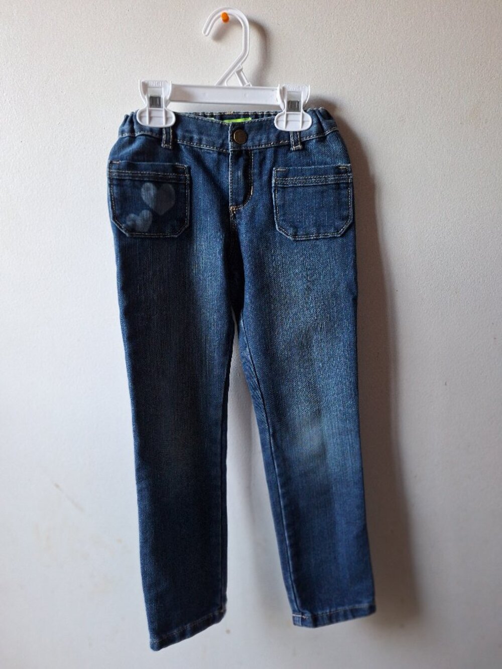 5T Kid's Regular Standard Girl's Love Heart Old Navy Blue Denim Jeans
